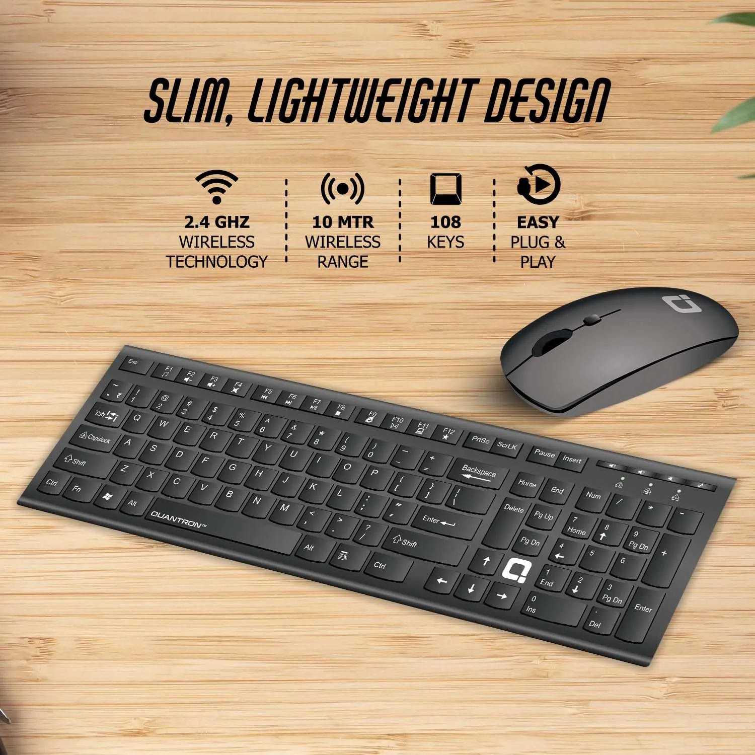 Quantron Wireless Keyboard Mouse Combo QKB-20 view 3